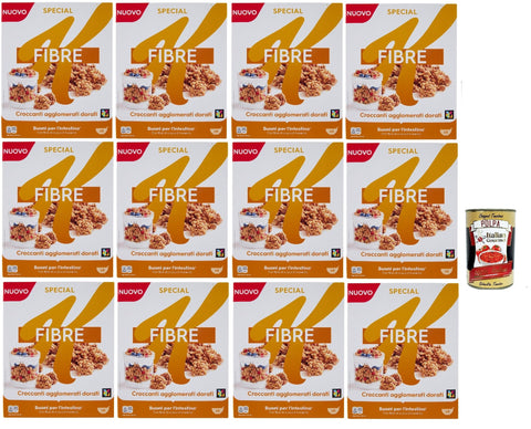 Special K Cereals, Müsli mit Kleie- und Karamellgeschmack, Vollkorn Weizen und Gerste mit Vitaminen und Mineralstoffen, Frühstückscerealien, 12x 360 g + Italian Gourmet polpa 400g