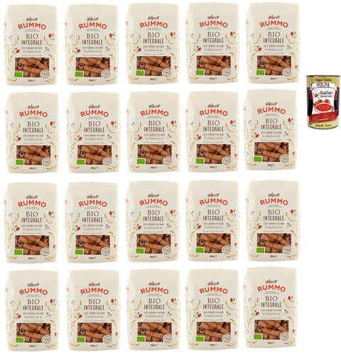 Rummo Pasta Integrale Elicoidali N° 49 , Vollkornnudeln Nudeln Vollkorn Italienische Pasta 20x 500g + Italian Gourmet polpa 400g