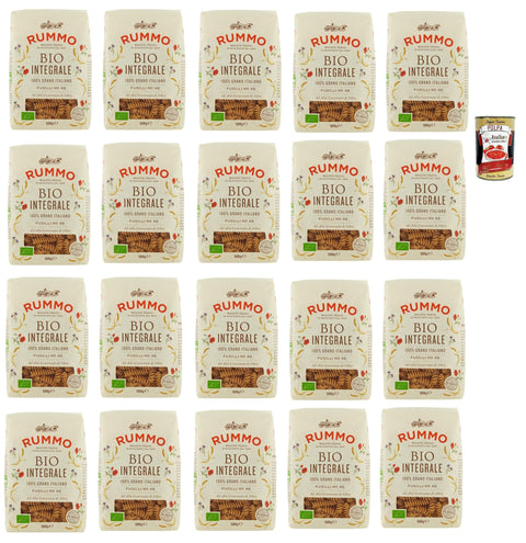 Rummo Pasta Integrale Fusilli N° 48, Vollkornnudeln Nudeln Vollkorn Italienische Pasta 20x 500g + Italian Gourmet polpa 400g