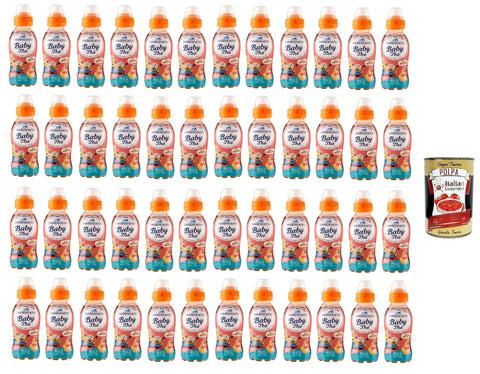 San benedetto Thè baby, the deteinato alla pesca entcoffeiniert, Soft drink, peach tea decaffeinated, Eistee Pfirsich PET 48x 25cl + Italian Gourmet polpa 400g
