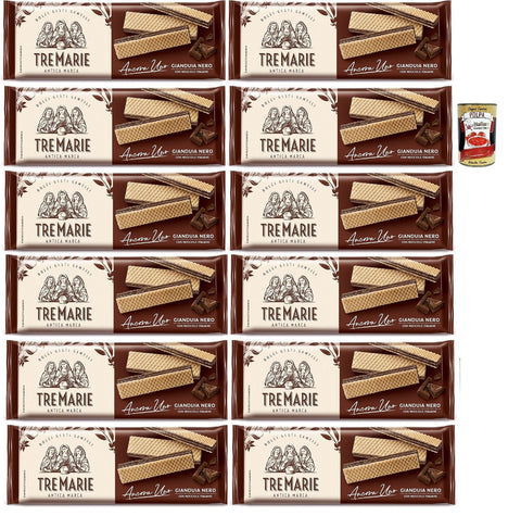 Tre Marie Ancora Uno Wafer Gianduia Nero mit Gianduja-Creme Produkt erhalten von Piemont Haselnuss IGP 12x 140g + Italian Gourmet polpa 400g