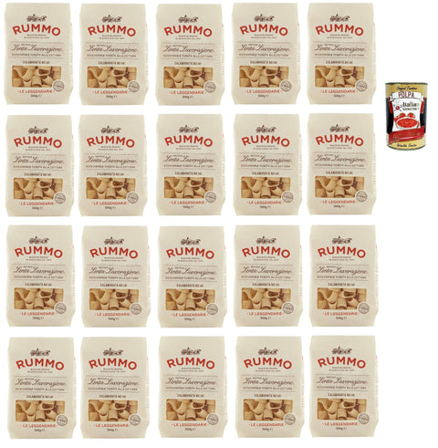 Rummo Le Leggendarie Calamarata № 141 Pasta Lenta Lavorazione Teigwaren aus Hartweizengrieß Bronze-Zeichnung 20x 500g + Italian Gourmet polpa 400g