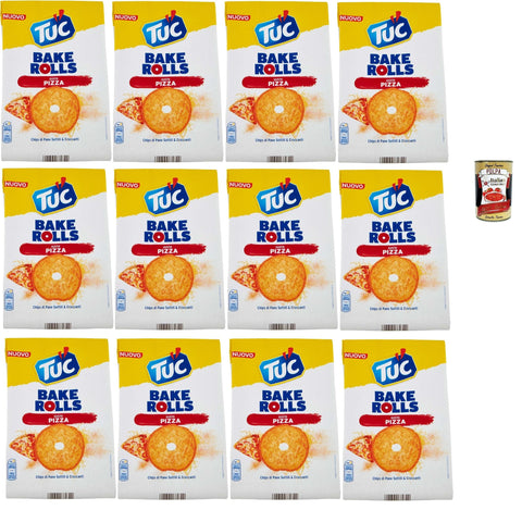 Tuc Bake Rolls, Chips di Pane Sottile e Croccante gusto PIzza, Im Ofen gebackene, dünne und knusprige PIzza Brotchips 12x 150 g + Italian Gourmet polpa 400g