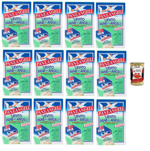 Paneangeli Lievito Pane degli Angeli Vaniglinato, Dolcious Hefe, Heasting Agent, sofortige Hefe mit zartem Duft von Vanillin, Vegan und Gluten -frei, 120 Beutel von 16 g + Italian Gourmet polpa 400g