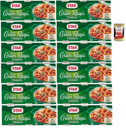 Il Mio Gran Ragù Star Classico, N.1 in Italien, tomatensauce 12x (3x 100g) sauce Tomatensuppe, Fleisch und Tomatensauce + Italian Gourmet polpa 400g
