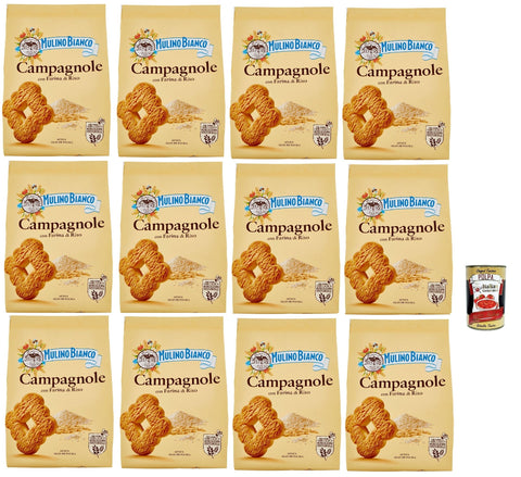 Mulino Bianco Campagnole Biscotti con Farina di Riso, Kekse mit Reismehl, biscuits cookies, 12x 700 g + Italian Gourmet polpa 400g