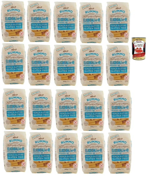 Rummo Pasta Nudeln Glutenfreie Elicoidali N 49, Bronze Gezeichnete gluteinfrei, perfekt für Menschen mit Zöliakie oder Glutenunverträglichkeit, 20x 400 g + Italian Gourmet polpa 400g