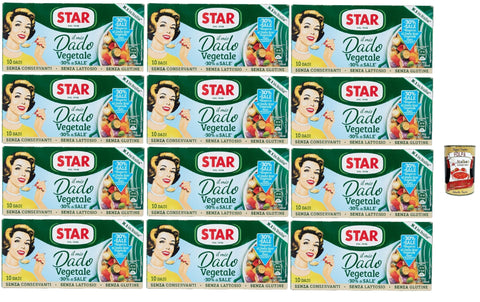 Star il mio Dado Vegetale -30% di Sale 10 Dadi, Suppenwürfel Brühe mit 9 Gemüsesorte reich an Geschmack mit -30% salz, 12x 100 g + Italian Gourmet polpa 400g