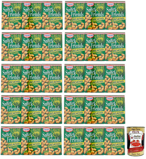 10x Cameo Snack Friends Arachidi,Geröstete und Gesalzene Erdnüsse im praktischen Vakuumblister, 3x40g + Italian Gourmet Polpa di Pomodoro 400g Dose