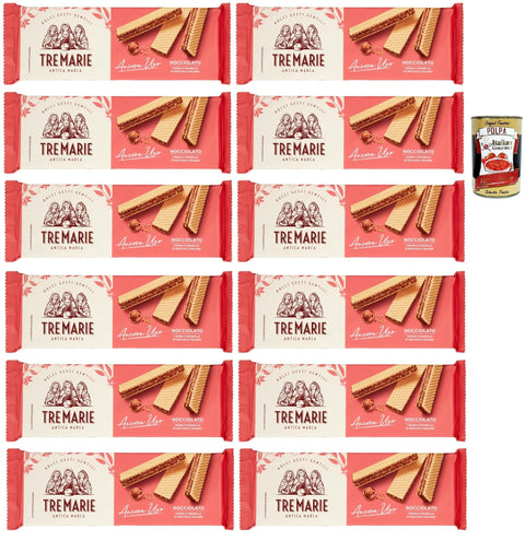 Tre Marie Ancora Uno Wafer Nocciolato Waffel gefüllt mit Haselnusscreme und gehackte Haselnüsse 12x 140g + Italian Gourmet polpa 400g