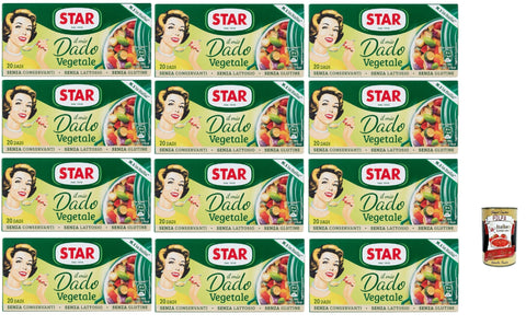 STAR il Mio Dado Vegetale, Mit 9 Gemüse, 20 Würfel, 12x 200 g, ohne Konservierungsstoffe, laktose -freier und glutenfrei. Ausgezeichneter Geschmack+ Italian Gourmet polpa 400g