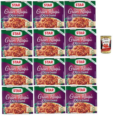 Star il mio Gran Ragù Extra Gusto mit 100% italienischem Fleisch, N.1 in Italien, 12x Packung mit 2 Dosen à 180g + Italian Gourmet polpa 400gr