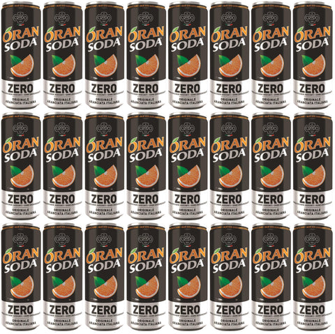 ORAN SODA ZERO (24x330ml) - Italienische Limonade mit natürlichem Quellwasser & Orangensaft. Limonade ohne künstliche Zusätze, ideal für Alltag, Aperitif & Cocktails