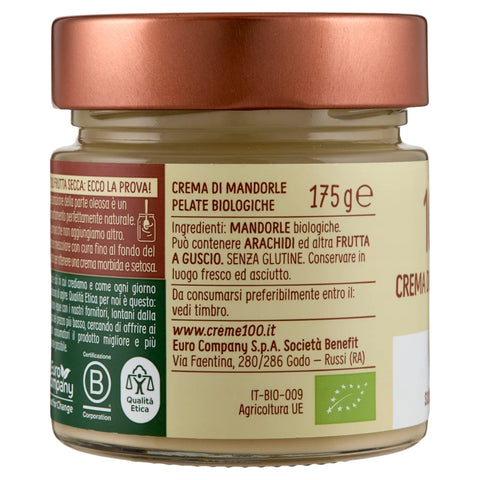12x Euro Company 100% Crema di Mandorle Pelate Bio 100 % Bio-Mandelmus (aus geschälten Mandeln) 175 g