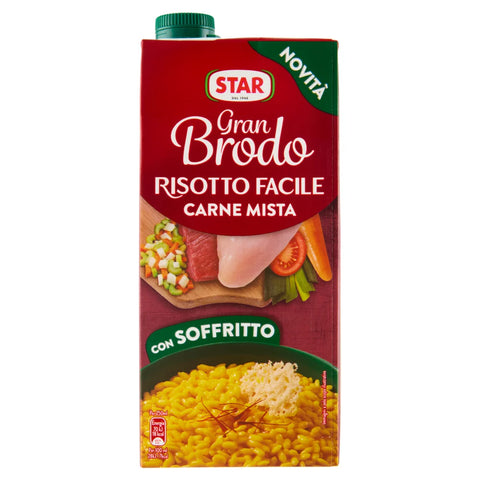 6x Star Gran Brodo Risotto Facile Carne Mista con Soffritto Einfache Fleischbrühe für Risotto (gemischtes Fleisch) mit Soffritto, 1000 ml