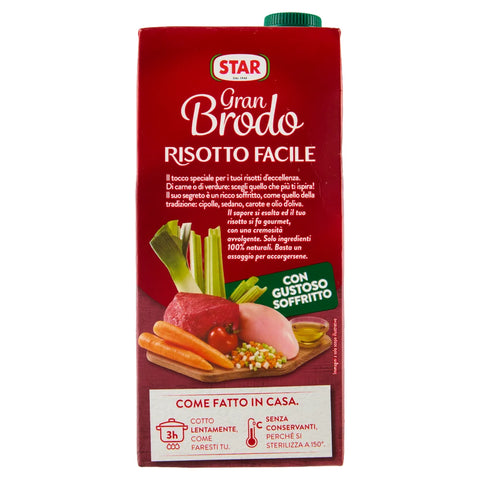 6x Star Gran Brodo Risotto Facile Carne Mista con Soffritto Einfache Fleischbrühe für Risotto (gemischtes Fleisch) mit Soffritto, 1000 ml