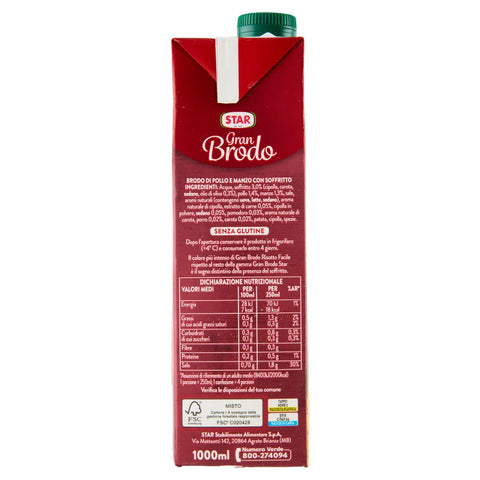 6x Star Gran Brodo Risotto Facile Carne Mista con Soffritto Einfache Fleischbrühe für Risotto (gemischtes Fleisch) mit Soffritto, 1000 ml