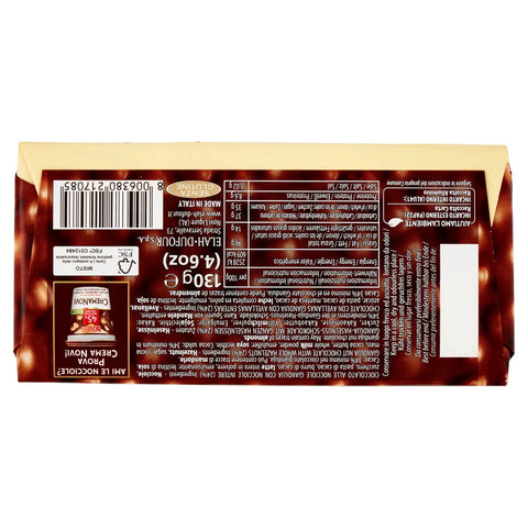 MHD 10/2026 Novi Nocciolato Gianduia con Nocciole Intere Tafel Gianduia Schokolade mit ganzen Haselnüssen 130g italienisch Original