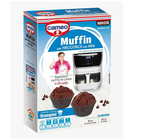 3x Cameo Preparato per Muffin per friggitrice ad aria con gocce di cioccolato Muffin-Backmischung für die Heißluftfritteuse mit Schokostückchen, 155 g