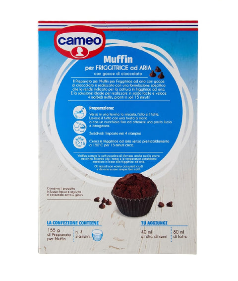 3x Cameo Preparato per Muffin per friggitrice ad aria con gocce di cioccolato Muffin-Backmischung für die Heißluftfritteuse mit Schokostückchen, 155 g