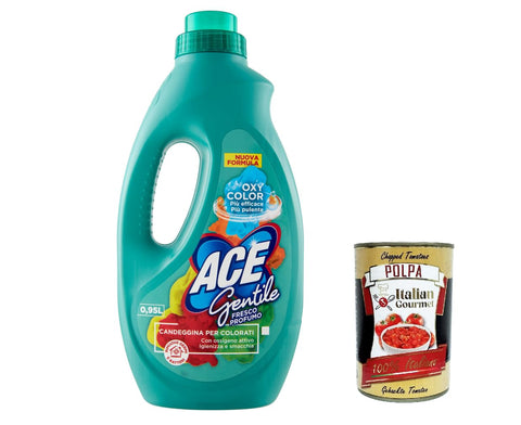 ACE Candeggina Gentile Bleach, Delicate, Feinbleichmittel für farbige und empfindliche Produkte 0.95 Litres italienisch Original