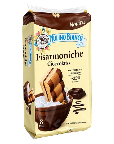 ACE+ Kategorien Fisarmoniche Cioccolato 6x 296g Italienisches Frühstücksgebäck mit Schokoladencreme, 8 Stück pro Packung, süßes Gebäck für Milch
