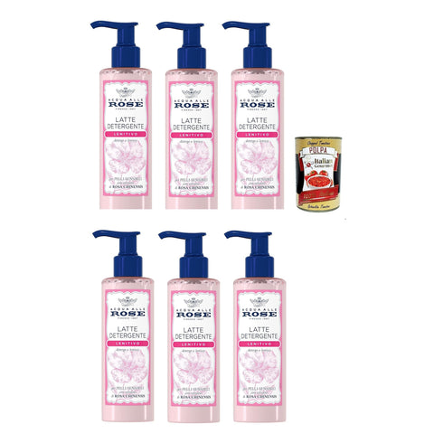 Acqua alle Rose Latte Detergente Lenitivo, Mit rosa chinensis Extrakt 6x200ml Original italienisch Reinigungsmilch & Cremes