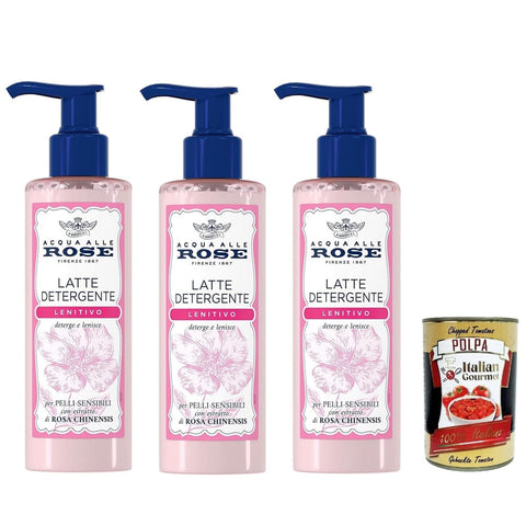 Acqua Alle Rose Reinigungsmilch & Cremes Acqua Alle Rose Latte Detergente Lenitivo, Mit rosa chinensis Extrakt, ideal für trockene oder empfindliche Haut, reinigt und befeuchtet die Haut vorsichtig, 3x 200 ml italienisch Original 8032804040014