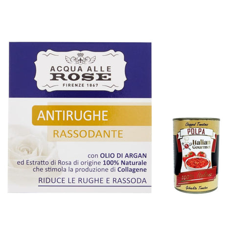 Acqua alle Rose Tagespflege Acqua alle Rose Crema Viso Antirughe con Olio di Argan e Estratto di Rose, Anti-Falten-Gesichtscreme mit Arganöl und Rosenextrakt 50 ml Original italienisch inkl. Italian Gourmet Polpa 400g 8002410032963