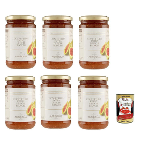 Agrisicilia Confettura Fruchtaufstrich Agrisicilia Confettura Extra di Fichi Bianchi White Figs Extra Jam Weiße Feigen Extra Konfitüre Marmelade - 6x360 g italienisch Original Pastasauce + kostenlos 8032804040014