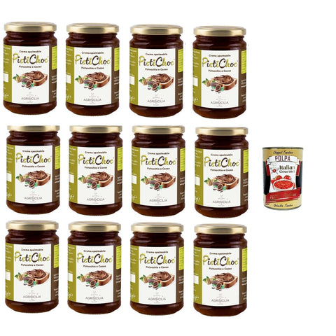Agrisicilia Pistichoc Schokoladenaufstrich Agrisicilia Pistichoc Crema spalmabile al Pistacchio e Cacao Streichfähige Creme mit Pistazien und Kakao 12x360 g italienisch Original Pastasauce + kostenlos polpa 8032804040014