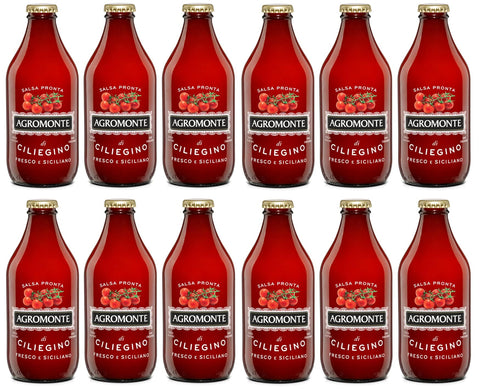 Agromonte Pasten & Kochsaucen 12x Agromonte Salsa Pronta di Pomodorino Ciliegino Fertige Kirschtomatensauce Tomatensauce Tomaten Sauce Tomatenpüree Glasflasche von 330g 8004395125067