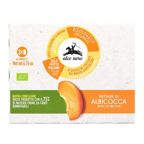 Alce Nero Fruchtsaft 3x Alce Nero Nettare Biologico di Albicocca Bio-Aprikosennektar 3 Brik von 200 ml SONDERANGEBOT 8009004908161