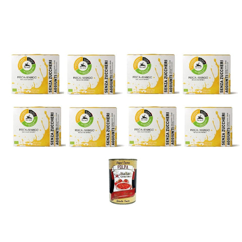 Alce Nero Fruchtsäfte Alce Nero Bevanda pesca e mango senza zuccheri aggiunti Pfirsich-Mango-Getränk ohne Zuckerzusatz 8x600 ml 600 ml italienisch Original Pastasauce + kostenlos polpa 8032804040014