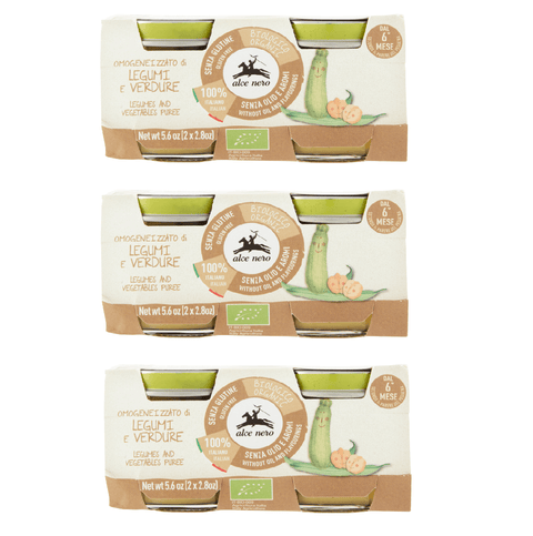 Alce Nero homogenisiert 3x Alce Nero Omogeneizzato di legumi e verdure biologico Babynahrung aus Hülsenfrüchten und Gemüse 2x80gr 8009004811423