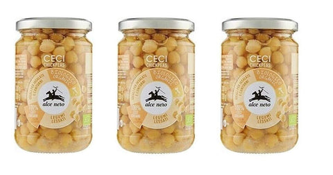 Alce Nero Hülsenfrüchte & Bohnen 3x Alce Nero Legumi Lessi Ceci Gekochte Hülsenfrüchte BIO Kichererbsen 300 gr 8009004908451