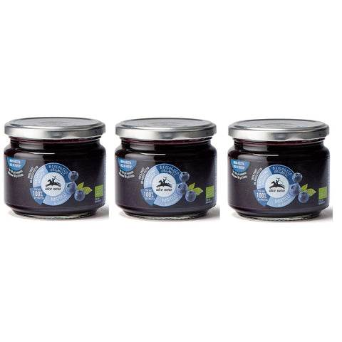 Alce Nero Konfitüren Alce Nero Composta di Mirtilli Biologica Bio Blaubeerkompott mit Bio-Blaubeeren 270 g 3x italienisch Original Konfitüre 8009004500020