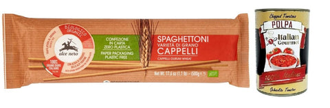 Alce Nero Nudeln & Pasta Alce Nero Pasta Spaghettoni,Bio-Hartweizen Nudeln,Mit Bio-Cappelli-Hartweizen,Angebaut in Italien,Packung mit 500g + Italian Gourmet Polpa di Pomodoro 400g Dose 8009004809659