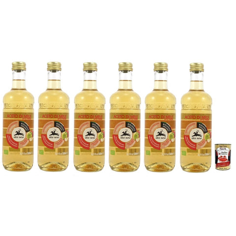 Alce Nero Öl, Essig & Dressings Alce Nero Aceto di Mele Biologico,Bio-Apfelessig,Hergestellt aus italienischen Äpfeln 500-ml-Flasche 6x Original italienisch inkl. Italian Gourmet Polpa di Pomodoro 400g Dose 8009004908482