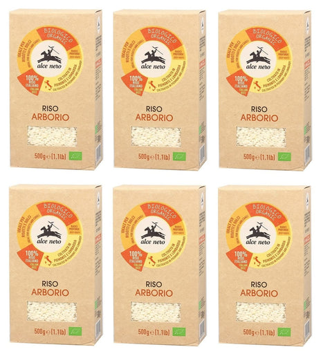 Alce Nero Reis 6x Alce Nero Riso Arborio Biologico Bio-Reis 100% Italienischer Reis Ideal für Risottos und Desserts Vakuumverpackung 500g 8009004811027