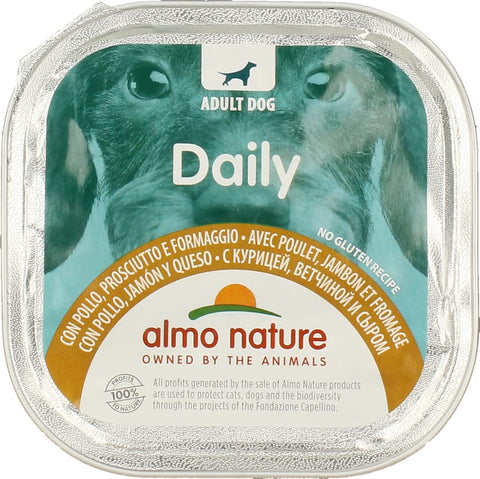 almo nature Dosenfutter almo nature Tagesmenü Pastete für Hunde ohne Getreide mit Huhn, Schinken und Käse, 300 g 8001154127010