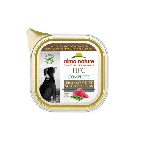 Almo nature Produkte für Haustiere 4x Almo Nature HFC Complete con Angus e Fagiolini cibo per cani Irish Angus Hundefutter & grüne Bohnen 85gr - SONDERANGEBOT 8001154002515
