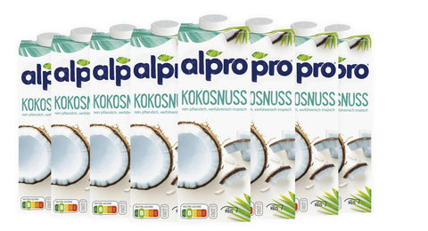 Alpro Kokos 8x Alpro Kokosnuss Drink Original mit Reis 0% Zuckerzusatz je1 Liter Kalorienarm 5411188116592