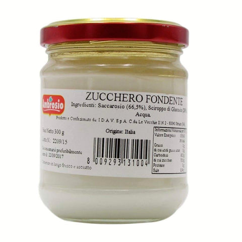 Ambrosio Zucchero Fondente Dunkler Zucker Kuchen zu beschichten glas 300g Gebäck Zutaten 100% Italienisches Produkt 3x Original italienisch