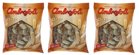 Ambrosoli Orzo Hartbonbons mit Gerste Geschmack Bonbons Beutel 3x 150g Original italienisch