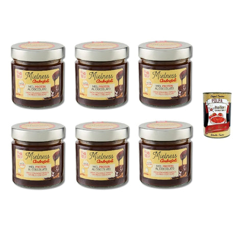 Ambrosoli Mielness Aufstriche & Dips Ambrosoli Mielness Miel Gel Strong Proteincreme mit Honig und Schokolade 6x220 g 30 ml italienisch Original Pastasauce + kostenlos polpa 400 g 8032804040014