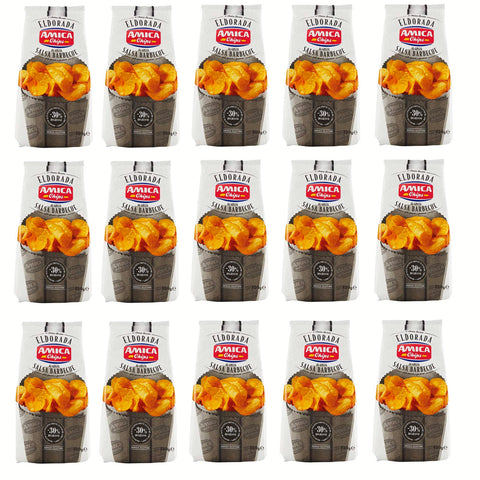 Amica Chips Eldorada Salsa Barbecue Kartoffelchips gesalzen mit Geschmack der Barbecue Sauce glutenfreie knusprige 15x130g Original italienisch