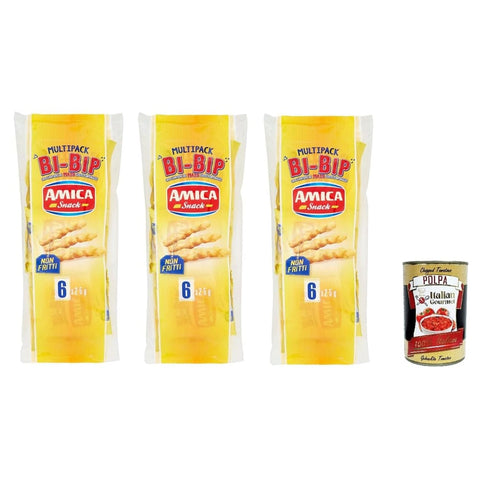 Amica Chips Amica SNACK Snack Bi-Bip Mais-Crunchies mit Käsegeschmack 150 GR 3x Original italienisch inkl. Italian Gourmet Polpa 400g 8008714006808
