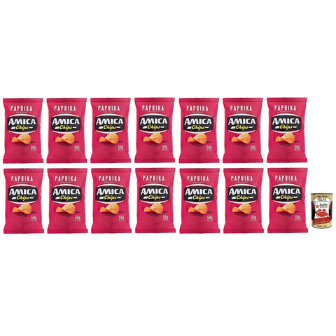 Amica chips Patatine Paprika Kartoffelchips mit Paprika Geschmack Salziger Snack Glutenfrei Beutel 14x 50g italienisch Original