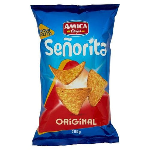 Amica Chips Chips 22x Amica Chips Señorita Tortilla Classica Mais- Salziger Beutel 200 g italienisch Original Kartoffelchips 8008714002305